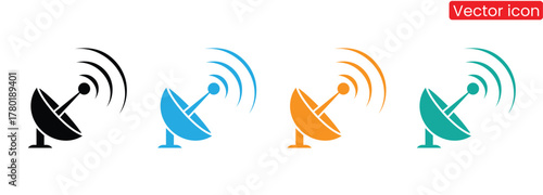 Colorful satellite dish icons for global communication technology needs,Satellite Dish icon. Simple satellite dish icon for social media, app and web design. Vector illustration.