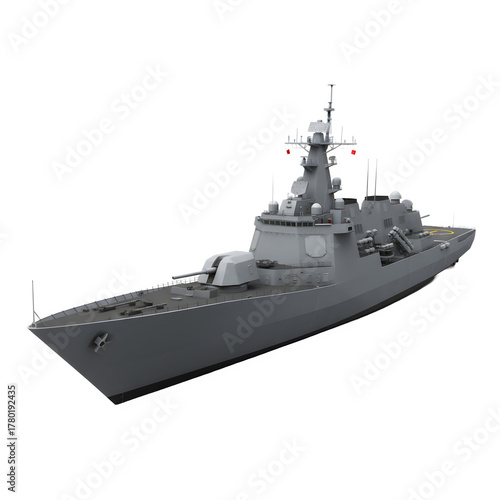 Military Ships at Sea: Navy Vessels in the Pacific as Part of a Carrier Strike Group. digital ai art png transparent background cutout