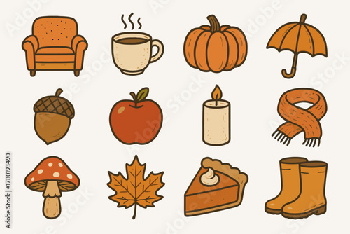Cup vector coffee pumpkin icons icon vibes autumn maple slice rain acorn