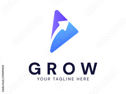 Free Download Modern grow Business with Curved growth arrow overlapping in triangle shape logo vector design concept. Growth logotype symbol for digital finance, ui, technology, investment, business, financial tech - GFXLoad