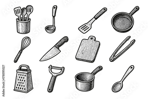 Knife grater frying cooking icons cutting board icon kitchen whisk modern vector