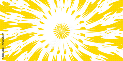 Flash explosion effect yellow background. Comic book style background. Anime style attack impact explosion effect background. Vector illustration.