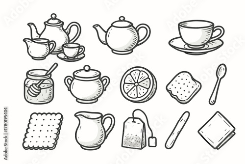 Milk honey napkin vector teaspoon traditional time teacup icon slice icons tea