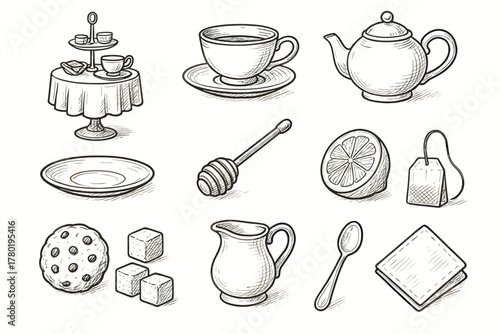 Dipper cookie vector teacup teapot sugar tea time icon elegant cubes icons