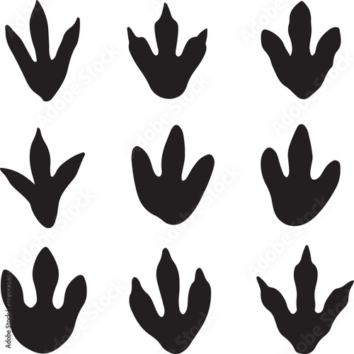 bundle of clean and varied dinosaur footprint silhouettes.
