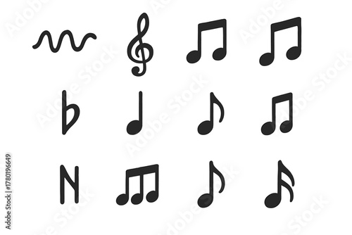 Music natural treble beamed pair symbol note icon icons clef vector rest