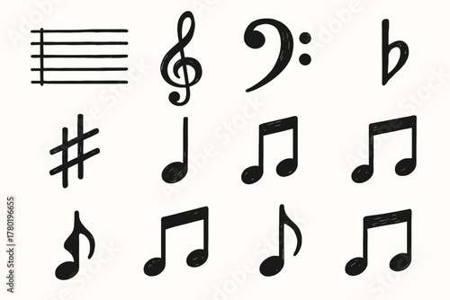 Symbol modern double music pair sixteenth note vector flat icons sharp icon
