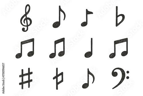 Melody vector icon rhythm music beamed note pair eighth set clef sign