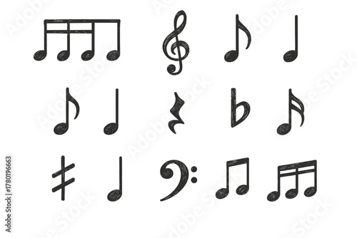 Connection icons icon clef quarter note symbol vector bass eighth dotted music