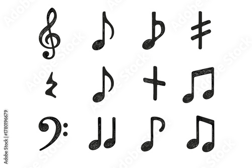 Sign vector note music icon beamed flat pair natural sixteenth eighth