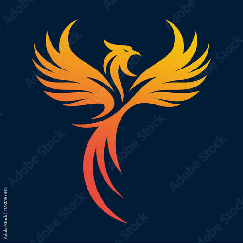 Majestic Phoenix Soaring High Depicting Rebirth and Transformation in Fiery Hues.