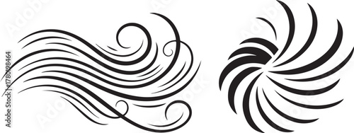Elegant Black Abstract Swirls and Flowing Lines Vector Design