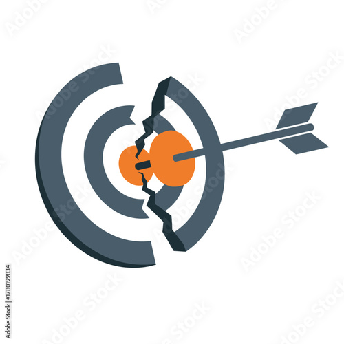 Arrow breaking through a target, symbolizing overcoming obstacles and achieving goals