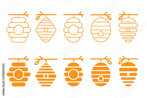 Beehive Icon Set — Minimal Honeycomb Vector Design