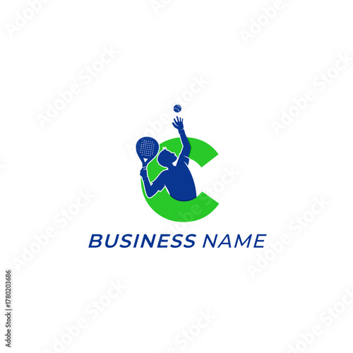 design logo combine padel sport and letter C