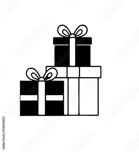 A delightful stack of christmas presents, isolated on white background, conveys the joy of the holiday season with its simple yet elegant design, perfect for adding a touch of festive  projects