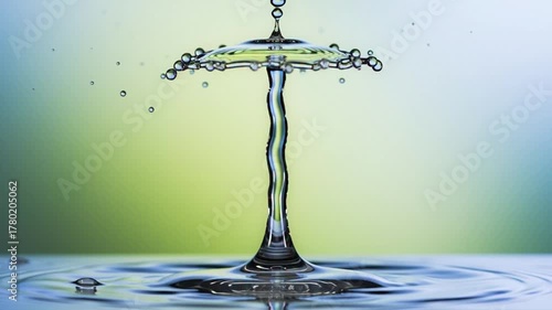 Water droplet impact creating crown shape