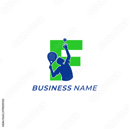 design logo creative letter F and padel sport