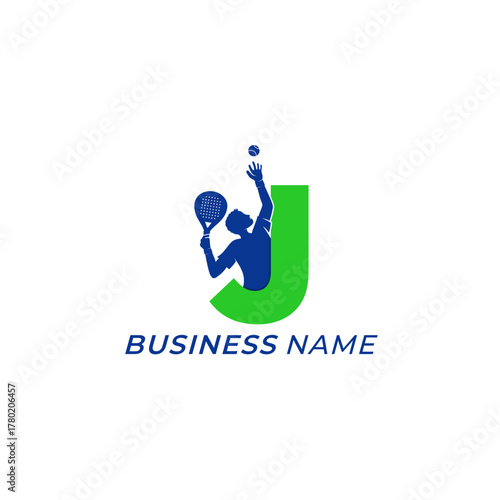 design logo creative letter J and padel sport