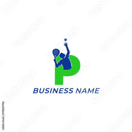 design logo creative letter P and padel sport