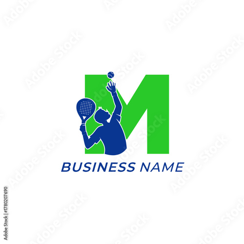 design logo creative letter M and padel sport