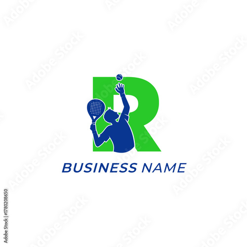 design logo creative letter R and padel sport