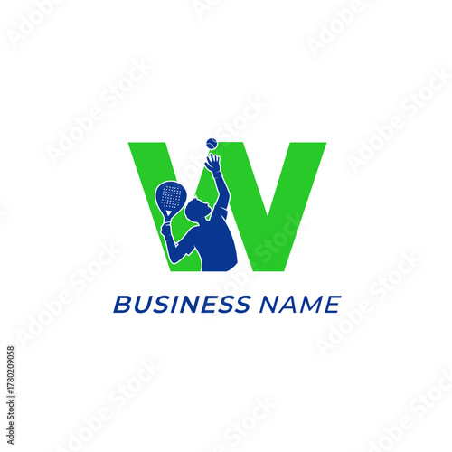 design logo creative letter W and padel sport