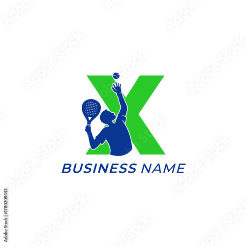 design logo creative letter X and padel sport