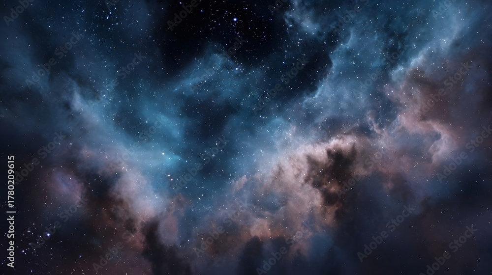 Fototapeta premium Vibrant cosmic nebula filled with stars and colorful dust clouds in the vast expanse of deep space