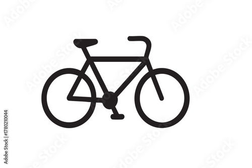 Simple black and white line drawing of a classic bicycle design