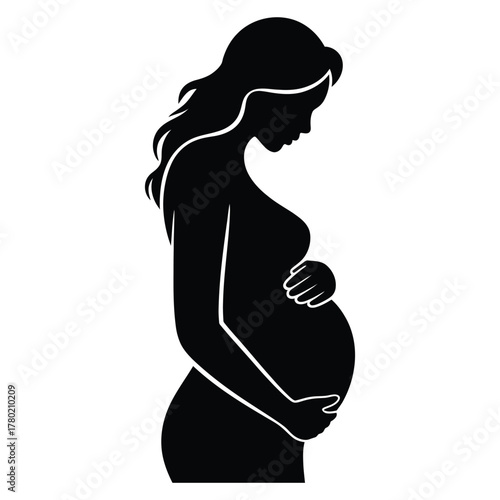 Silhouette of a pregnant woman holding her belly