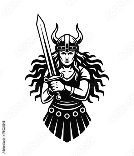Female Viking Warrior Logo