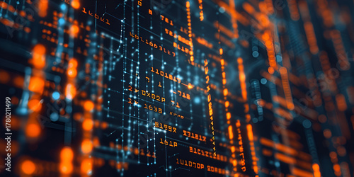 Abstract Cyber Network, Big Data Flow, Digital Information Lines