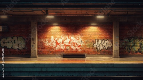 Underground train station graffiti