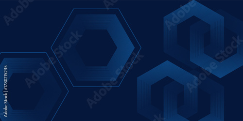 Modern black dark navy hexagon blue silver abstract pattern background vector art lines