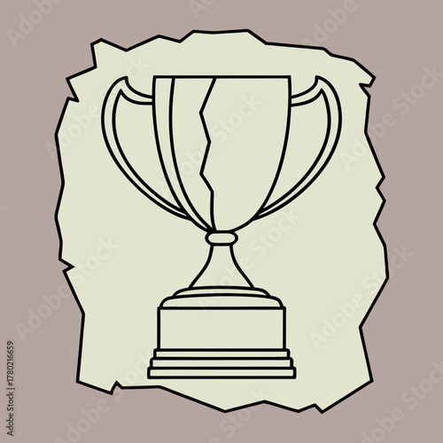 Trophy broken, line art illustration