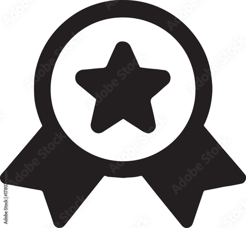   Strategy badge achievement line icon representing success, recognition, and business excellence concept.