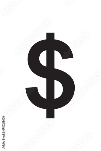 A simple black and white illustration of the american dollar sign