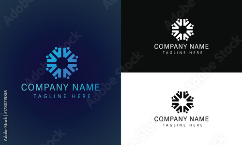 Futuristic Blockchain Network Logo Design for Cryptocurrency and Web3 Startups