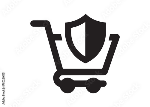 Shopping security icon, Shopping security solid vector