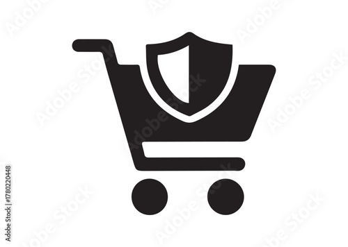 Shopping security icon, Shopping security solid vector