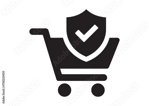 Shopping security icon, Shopping security solid vector