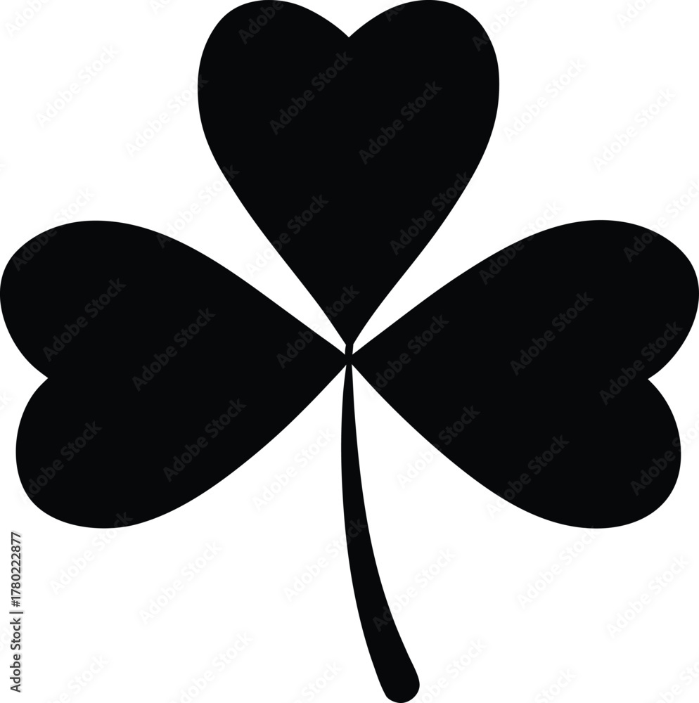 Naklejka premium Black clover leaf silhouette on white background shamrock