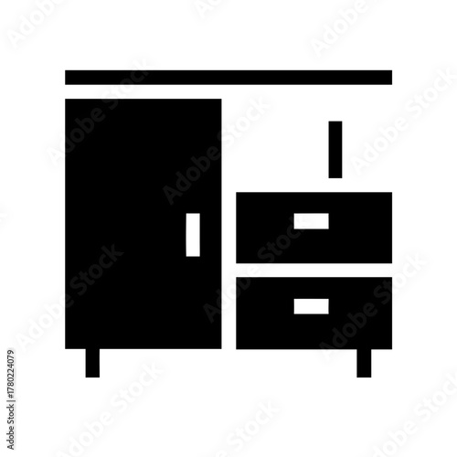 Black cabinet icon, furniture and storage