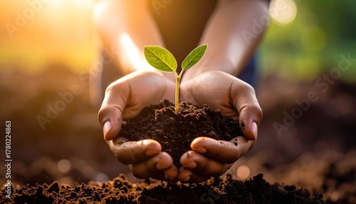 Wallpaper Mural Seedling in Hands. Torontodigital.ca