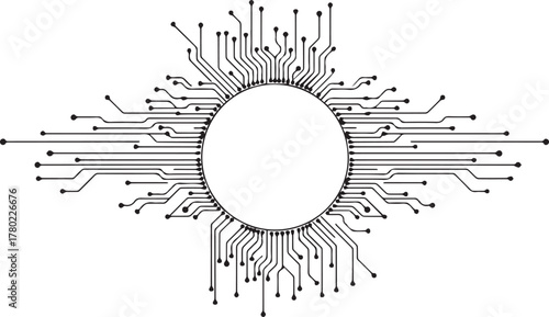 Abstract Circular Circuit Board Design with Copy Space