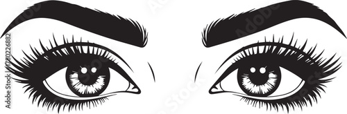 Close-up of Dramatic Female Eyes with Long Lashes vector
