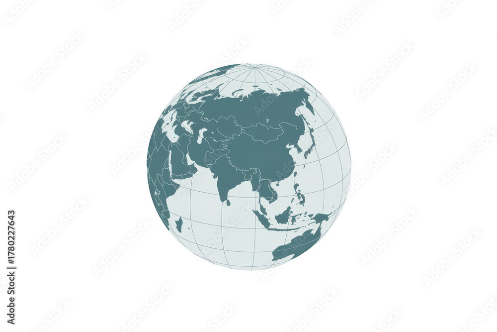Fototapeta premium Globe showing asia and australia isolated on transparent background