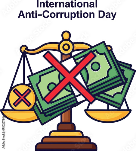 International Anti-Corruption Day concept with money and scale