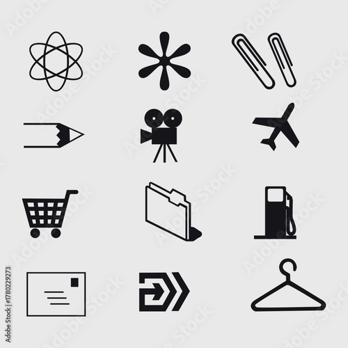 Minimal Everyday Object Flat Icon Set  Creative Design Elements Collection